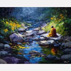 water earth elemental,meditative figure,oil painting,afremov style