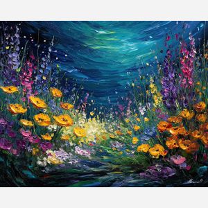 deep sea flowers,magical abyss,oil painting,afremov style