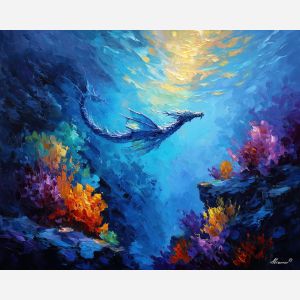 sea dragon,fantasy underwater creature,oil painting,afremov style