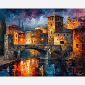 ash city,fire earth architecture,oil painting,afremov style