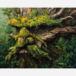 earth elemental,forest guardian,oil painting,afremov style