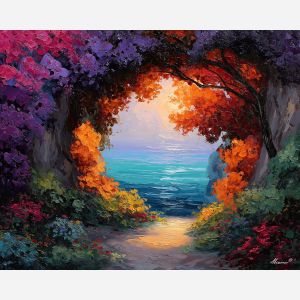 coral archway,fantasy underwater path,oil painting,afremov style