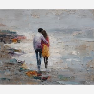 intimate, presence, palette knife, oil painting, impasto, thick pigment, layered surface, scraped paint, textured strokes, expressive surface, material depth, hand painted, visual balance, atmospheric, color interaction, paint ridges, manual technique