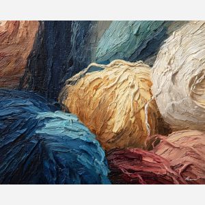 tactile, fiber, palette knife, oil painting, impasto, thick pigment, layered surface, scraped paint, textured strokes, expressive surface, material depth, hand painted, visual balance, atmospheric, color interaction, paint ridges, manual technique