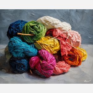 interlaced, loose, bundle, palette knife, oil painting, impasto, thick pigment, layered surface, scraped paint, textured strokes, expressive surface, material depth, hand painted, visual balance, atmospheric, color interaction, paint ridges, manual technique