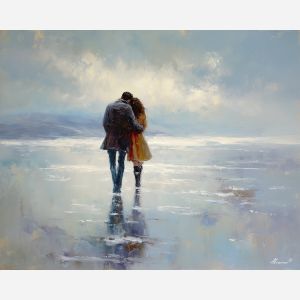 close, presence, palette knife, oil painting, impasto, thick pigment, layered surface, scraped paint, textured strokes, expressive surface, material depth, hand painted, visual balance, atmospheric, color interaction, paint ridges, manual technique