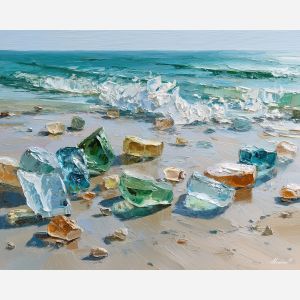 clear, piece, palette knife, oil painting, impasto, thick pigment, layered surface, scraped paint, textured strokes, expressive surface, material depth, hand painted, visual balance, atmospheric, color interaction, paint ridges, manual technique