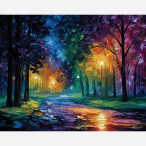 magic fields,light dark landscape,oil painting,afremov style