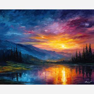 magic horizon,dawn dusk fantasy,oil painting,afremov style