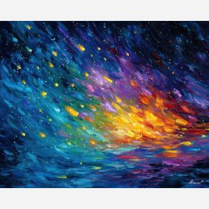 magic particles,minimal fantasy,soft glow,oil painting,afremov style