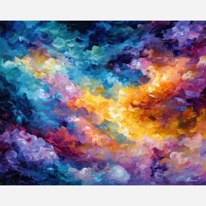 magic clouds,minimal sky,oil painting,afremov style