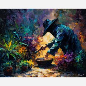 dark magic,shadow plants,fantasy mage,oil painting,afremov style
