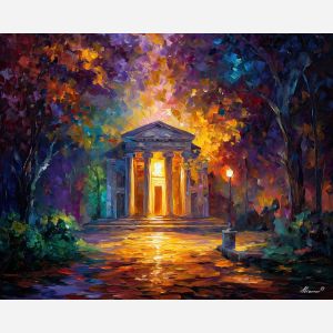 light magic temple,fantasy architecture,oil painting,afremov style