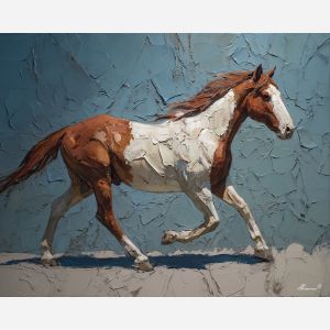 moving, still, distance, palette knife, oil painting, impasto, thick pigment, layered surface, scraped paint, textured strokes, expressive surface, material depth, hand painted, visual balance, atmospheric, color interaction, paint ridges, manual technique