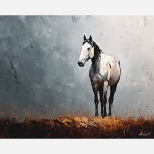 alert, quiet, distance, palette knife, oil painting, impasto, thick pigment, layered surface, scraped paint, textured strokes, expressive surface, material depth, hand painted, visual balance, atmospheric, color interaction, paint ridges, manual technique