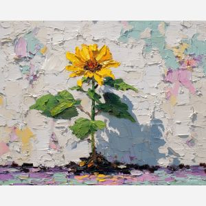 rooted, afternoon, palette knife, oil painting, impasto, thick pigment, layered surface, scraped paint, textured strokes, expressive surface, material depth, hand painted, visual balance, atmospheric, color interaction, paint ridges, manual technique