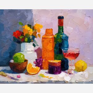 decorative, shape, palette knife, oil painting, impasto, thick pigment, layered surface, scraped paint, textured strokes, expressive surface, material depth, hand painted, visual balance, atmospheric, color interaction, paint ridges, manual technique