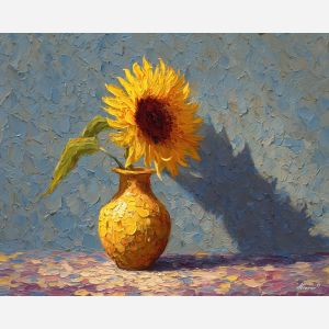 golden, still, presence, palette knife, oil painting, impasto, thick pigment, layered surface, scraped paint, textured strokes, expressive surface, material depth, hand painted, visual balance, atmospheric, color interaction, paint ridges, manual technique