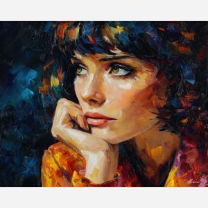 nostalgia portrait,reflective emotion,oil painting,afremov style