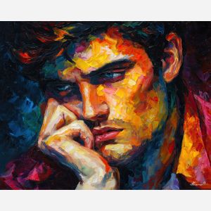 heavy thoughts,emotional depth,oil painting,afremov style