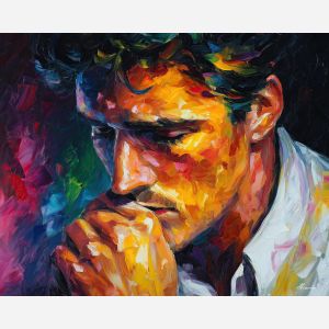 emotional closure,peaceful portrait,oil painting,afremov style