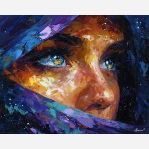 mystical seer,star magic portrait,fantasy person,oil painting,afremov style