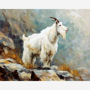 mountain goat,wildlife art,oil painting,afremov style