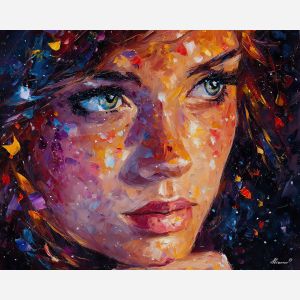 seer portrait,star magic,oil painting,afremov style