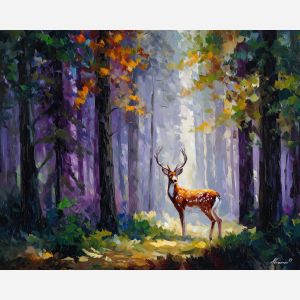deer forest,wildlife calm,animal painting,oil painting,afremov style,nature