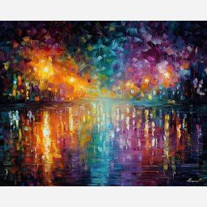 magical muse portrait,fantasy reflection,oil painting,afremov style