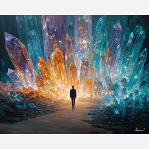 crystal magic portrait,fantasy thinker,oil painting,afremov style