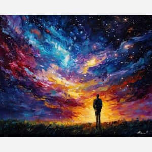 cosmic portrait,fantasy dreamer,oil painting,afremov style