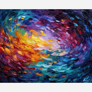 abstract energy,flowing layers,oil painting,afremov style