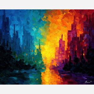 abstract contrast,soft opposition,oil painting,afremov style