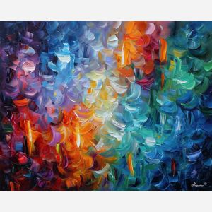 abstract layers,hidden forms,oil painting,afremov style