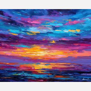 abstract horizon,emotional layers,oil painting,afremov style