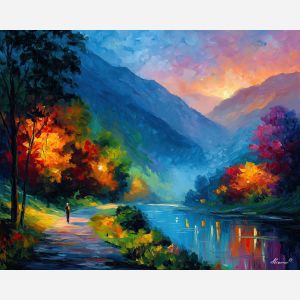 mountain pass,highland view,oil painting,afremov style