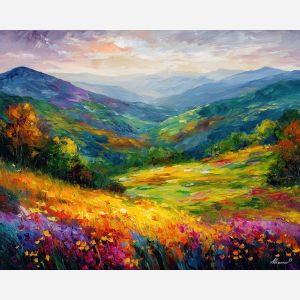 highland meadow,mountain grass,oil painting,afremov style