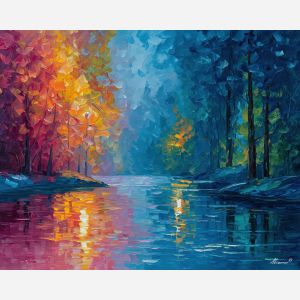 abstract depth,layered composition,oil painting,afremov style