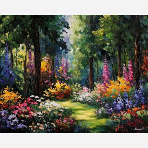 enchanted herbs,magic garden,oil painting,afremov style