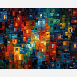 repeating thoughts,emotional echo,oil painting,afremov style