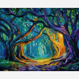 ancient plants,root system,oil painting,afremov style