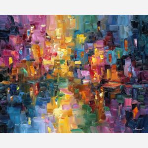 abstract emergence,soft shapes,oil painting,afremov style