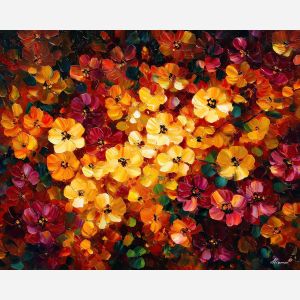 ember flowers,fantasy plants,oil painting,afremov style