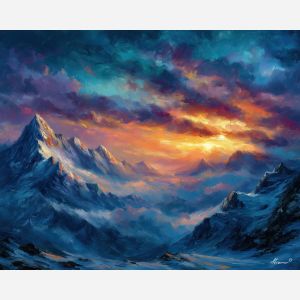 fantasy ridge,soft clouds,oil painting