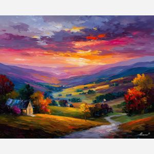 fantasy valley,golden light,oil painting