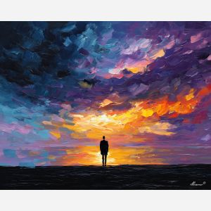 mental landscape,emotional future,oil painting,afremov style