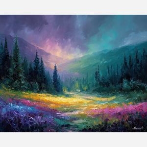 fantasy aurora,soft field,oil painting