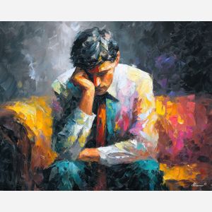 unspoken emotion,contemplation,oil painting,afremov style