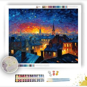 TWILIGHT ROOFTOPS - Paint by Numbers Full Kit